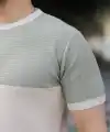 Erkek Renk Bloklu Bisiklet Yaka Kısa Kollu Triko Tişört