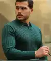 Erkek Saç örgü Desen Uzun Kollu Triko