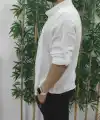 Erkek Uzun Kollu Hakim Yaka Düğmeli Erkek Müslim Gömlek