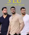 Erkek Waffle Dokuma Açık Yakalı Düğmeli Regular Kalıp 3’lü Gömlek Seti - Bej, Beyaz, Lacivert