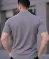 Erkek Waffle Kumaş Kısa Kollu Düğmeli Açık Yaka Regular Fit Gömlek - Gri