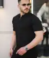 Erkek Yakası Fermuarlı Kısa Kollu T-shirt