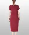 Estiva 25234 Kadın Likra Viskon Kısa Kol Cepli Midi Elbise