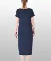 Estiva 25234 Kadın Likra Viskon Kısa Kol Cepli Midi Elbise