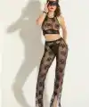 FANTEZİ TRANSPARAN BRALET, PANTOLON TAKIM SİYAH (MGP6154)