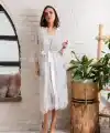 GELİN SET TRANSPARAN MİDİ BOY KUŞAKLI SABAHLIK EKRU (MGP12176)