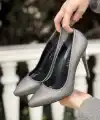 Hillar Platin Saten Stiletto Ayakkabı