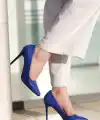 Jilya Mavi Cilt Stiletto Ayakkabı