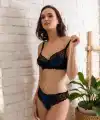 KADİFE SÜTYEN VE SLİP KÜLOT TAKIM LACİVERT (MGP32141)