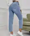 Kadın Açık Mavi Yırtık Mom Fit Kot Pantolon