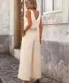 Kadın Askıdan Bağlamalı V Yakalı Belden Süs Bağcıklı Tulum