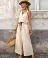 Kadın Askıdan Bağlamalı V Yakalı Belden Süs Bağcıklı Tulum