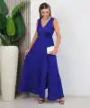 Kadın Askılı Derin V Yakalı Yırtmaçlı Uzun Elbise