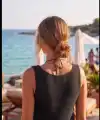 Kadın Askılı Kare Yakalı Belden Bağcıklı Triko Pareo