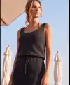 Kadın Askılı Kare Yakalı Belden Bağcıklı Triko Pareo