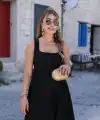Kadın Askılı Kare Yakalı Kısa Modal Elbise
