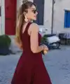 Kadın Askılı Kare Yakalı Kısa Viskon Elbise