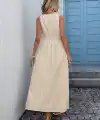 Kadın Askılı Kruvaze Yakalı Belden Dantelli Uzun Bürümcük Elbise