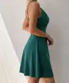Kadın Askılı Kruvaze Yakalı Kısa Janjan Elbise