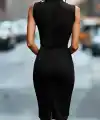 Kadın Askılı Kruvaze Yakalı Midi Ithal Krep Elbise