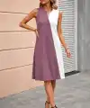 Kadın Askılı V Yakalı çift Renkli Ithal Krep Kısa Elbise