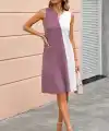 Kadın Askılı V Yakalı çift Renkli Ithal Krep Kısa Elbise