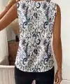 Kadın Askılı V Yakalı Desenli Süprem Bluz