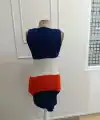 Kadın Askılı V Yakalı Düğmeli çok Renkli Triko Elbise