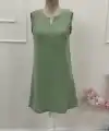 Kadın Askılı V Yakalı Mini çağla Yeşili Elbise