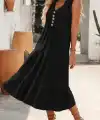 Kadın Askılı V Yakalı önden Düğmeli Midi Bürümcük Elbise