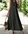 Kadın Askılı V Yakalı Uzun Elbise
