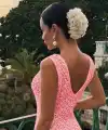 Kadın Askılı V Yakalı Uzun Triko Elbise