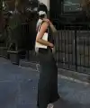 Kadın Askılı V Yakalı Uzun Triko Elbise