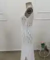 Kadın Askılı V Yakalı Uzun Triko Elbise