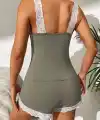 Kadın Askılı V Yakalı Viskon Bluz Ve Short Gecelik Takım