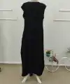 Kadın Askılı V Yakalı Yandan Yırtmaçlı Uzun Bürümcük Elbise