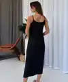 Kadın Askılı Yanlardan Yırtmaçlı Viskon Elbise