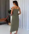 Kadın Askılı Yanlardan Yırtmaçlı Viskon Elbise