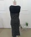 Kadın Askılı Yuvarlak Yaka şerit Detaylı Yırtmaçlı Midi Triko Elbise
