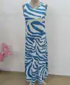 Kadın Askılı Yuvarlak Yakalı Desenli Uzun Süprem Elbise
