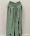 Kadın Beli Lastikli Bağcıklı önü Asimetrik Detaylı Aerobin Pantolon