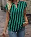Kadın Çentik Yaka Yarasa Kol Moss Krep Kumaş Bluz
