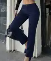 Kadın Düşük Bel Cepli Dar Paça Atlas Pantolon