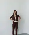 Kadın Fermuarlı Taş Ve şerit Detaylı Ikili Takım