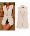 Kadın Gold Düğmeli Blazer Yaka Ceket