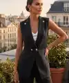 Kadın Gold Düğmeli Blazer Yaka Ceket