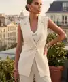 Kadın Gold Düğmeli Blazer Yaka Ceket