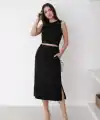Kadın Iki Iplik Crop Etek Ikili Takım