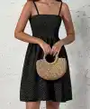 Kadın Ip Askılı Gipeli Desenli Kısa Süprem Elbise