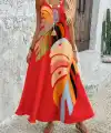 Kadın Ip Askılı V Yakalı Desenli Süprem Maxi Elbise